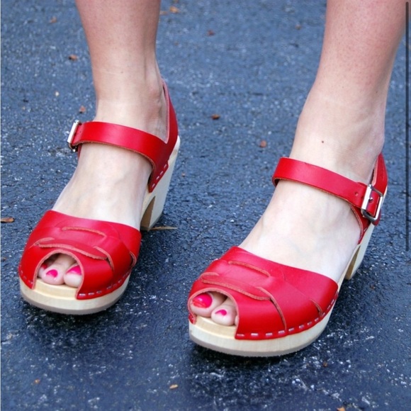 SWEDISH HASBEENS Peep Toe Low Clog Sandal Size 35 - Picture 3 of 15